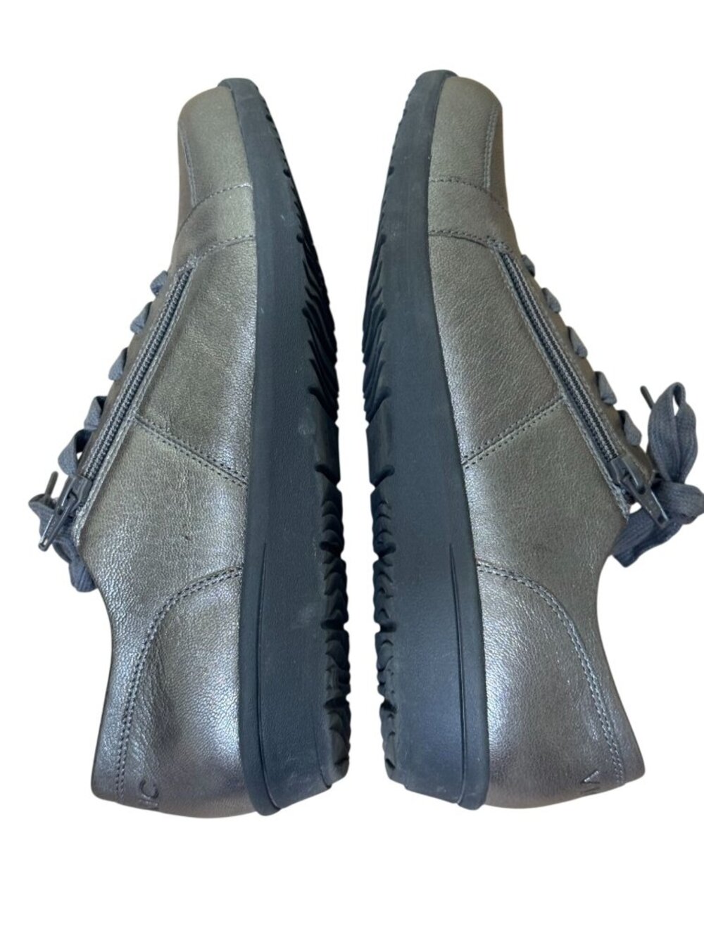 Vionic Abigail Metallic Sneakers Wms 8 Pewter Gray Lace-Up Side Zipper Comfort - Picture 8 of 12